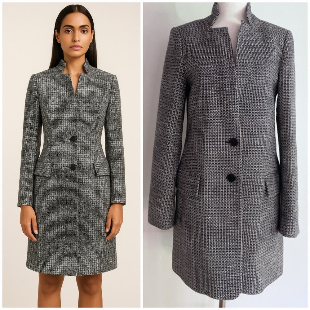 Jigsaw Tweed Boucle Metallic Structured Oversized Blazer Coat Jacket 2